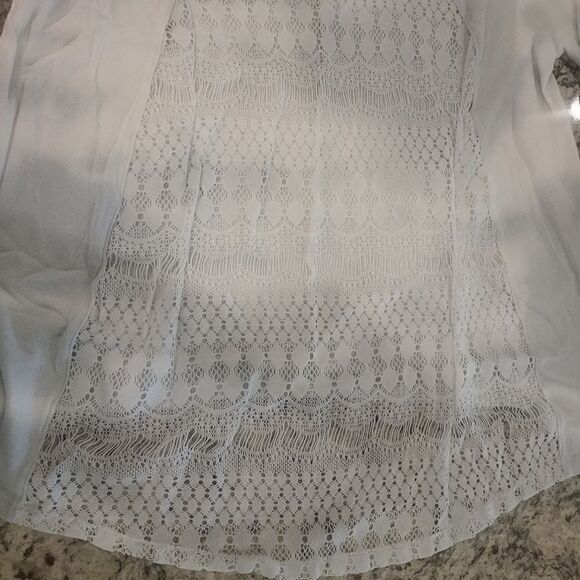 Gypsy 05 Boho high low sweater with lace back Small blue and off white - Picture 5 of 6